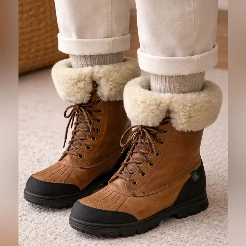 Polo by Ralph Lauren Tan and Black Vintage Shearling Size 7